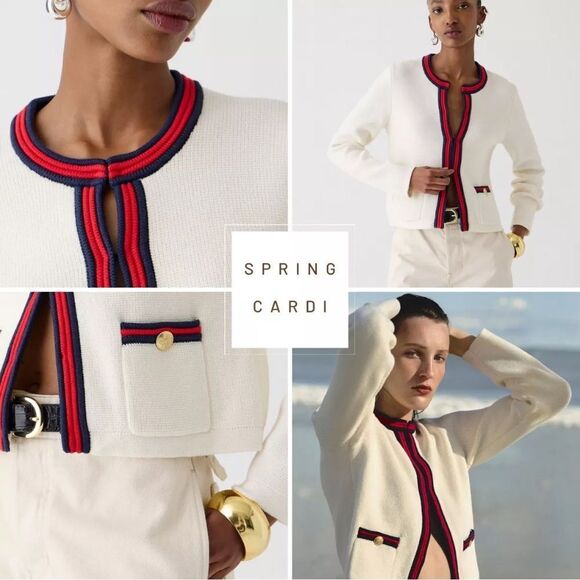 J.Crew Emilie Sweater Lady Jacket With Contrast Trim - Picture 3 of 4